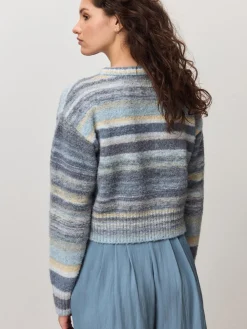Next Spacedye Knitted Crew Neck Cardigan Blue Multi Discount