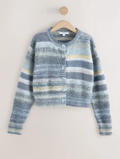 Next Spacedye Knitted Crew Neck Cardigan Blue Multi Discount