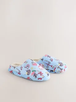 Next Plush Mule Slippers Blue Clearance