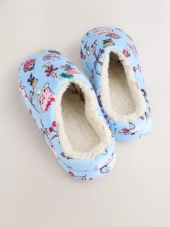 Next Plush Mule Slippers Blue Clearance