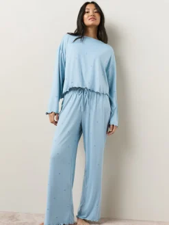 Next Heart Soft Long Sleeve Pyjamas Blue Star Sale