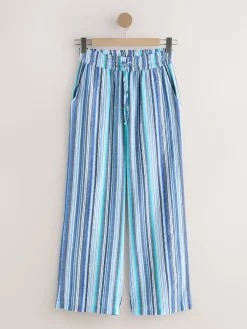 Next Pull On Wide Leg Trousers Blue Stripe Sale