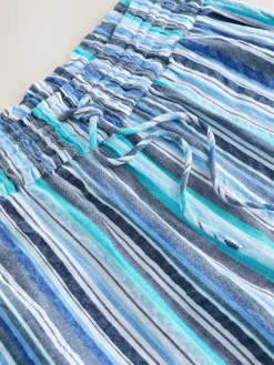 Next Pull On Wide Leg Trousers Blue Stripe Sale