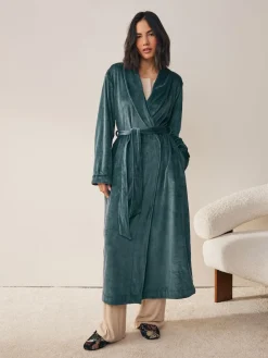 Next Studio Cosy Ribbed Dressing Gown Blue Sale