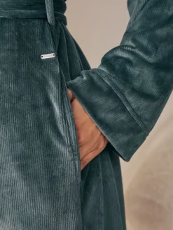 Next Studio Cosy Ribbed Dressing Gown Blue Sale