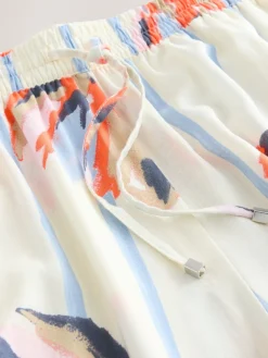 Next Pull On Wide Leg Trousers With Linen Blue/Ecru Hot