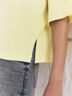 Next Elbow Length Crew Neck 100% Cotton T-Shirts 3 Pack Blue/Lemon Yellow/Neutral Outlet