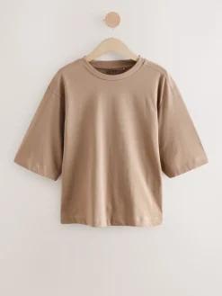 Next Elbow Length Crew Neck 100% Cotton T-Shirts 3 Pack Blue/Lemon Yellow/Neutral Outlet