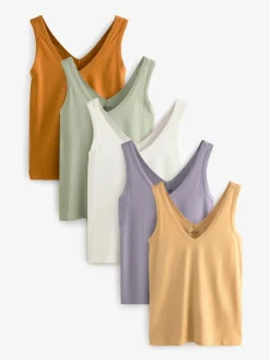 Next Blue/Mauve/Pastel Green Slouch Vests 5 Pack Best