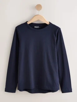 Next Long Sleeve Crew Neck T-Shirts 5 Pack Blue/Navy/Cream/Grey Hot