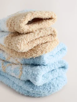 Next Cosy Ankle Socks 2 Pack Blue/Neutral Argyle New