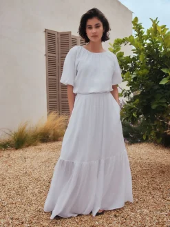 Next Blue/Pink Puff Sleeve Blouson Top Outlet