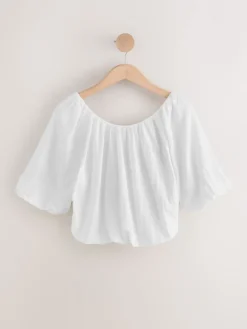 Next Blue/Pink Puff Sleeve Blouson Top Outlet