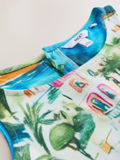 Next Jersey Shift Dress Blue/Pink Scenic Print Online