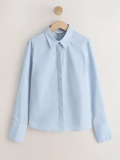 Next Fitted Stretch Essential Long Sleeve Shirts 2 Pack Blue/White Best