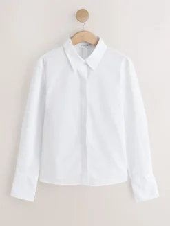 Next Fitted Stretch Essential Long Sleeve Shirts 2 Pack Blue/White Best