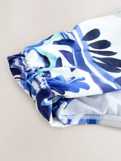 Next Blue/White Flora Roll Top Bikini Bottoms Clearance