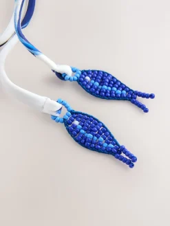 Next Blue/White Floral Bandeau Ruched Leg Tummy Control Shaping Swimsuit New