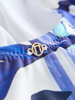 Next Wrap Tummy Control Swimsuit Blue/White Floral Online