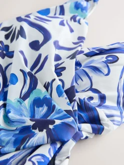 Next Wrap Tummy Control Swimsuit Blue/White Floral Online