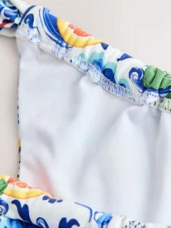 Next Tanga Bikini Bottoms Blue/White Porcelain Sardine Print New