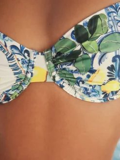 Next Non Padded Wired Bikini Top Blue/White Sardine Print Best