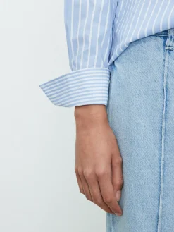 Next Blue/White Stripe Fitted Stretch Essential Long Sleeve Shirt Online