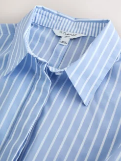Next Blue/White Stripe Fitted Stretch Essential Long Sleeve Shirt Online