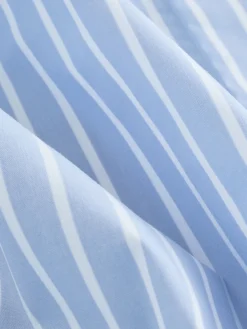 Next Blue/White Stripe Fitted Stretch Essential Long Sleeve Shirt Online