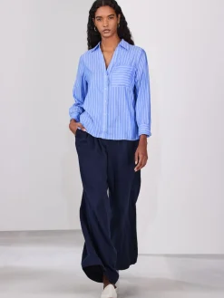 Next Soft Relaxed Long Sleeve Shirt Blue/White Stripe Hot