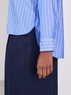 Next Soft Relaxed Long Sleeve Shirt Blue/White Stripe Hot