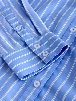 Next Soft Relaxed Long Sleeve Shirt Blue/White Stripe Hot