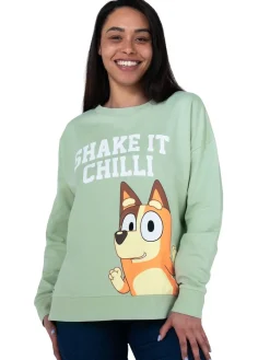 Character Bluey Green Ladies Chilli Sweatshirt Discount