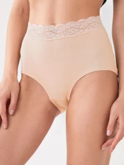 Next Blush Pink Full Brief Cotton Lace Knickers 4 Pack Discount