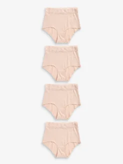 Next Blush Pink Full Brief Cotton Lace Knickers 4 Pack Discount