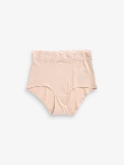 Next Blush Pink Full Brief Cotton Lace Knickers 4 Pack Discount