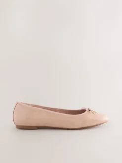 Next Extra Wide Fit Round Toe Ballerina Shoes Blush Pink Patent Sale