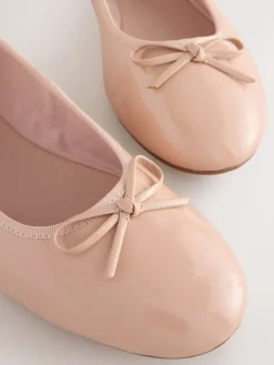 Next Extra Wide Fit Round Toe Ballerina Shoes Blush Pink Patent Sale