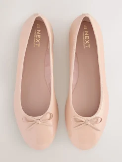 Next Blush Pink Patent Standard/Wide Fit Round Toe Ballerina Shoes Best
