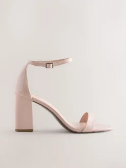 Next Blush Pink Standard/Wide Fit Block Heel Sandals New