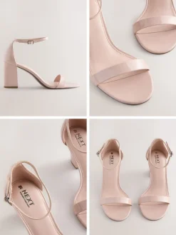 Next Blush Pink Standard/Wide Fit Block Heel Sandals New