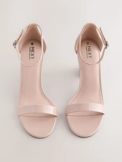 Next Blush Pink Standard/Wide Fit Block Heel Sandals New