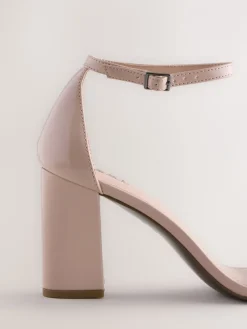 Next Blush Pink Standard/Wide Fit Block Heel Sandals New