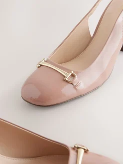 Next Standard/Wide Fit Hardware Slingback Block Heels Blush Pink Clearance