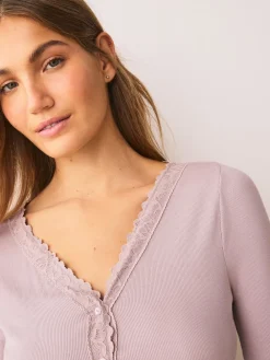 Next Blush Pink Thermal Base Layer Lace Trim Cardigan Hot