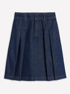 Boden Blue Pleated Denim Skirt