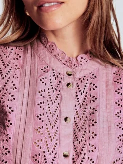 Boden Blue Savannah Broderie Top Hot