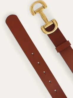 Boden Snaffle-Trim Leather Belt Brown Hot