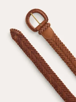Boden Brown Woven Leather Belt New