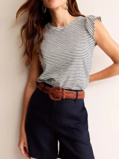 Boden Brown Woven Leather Belt New